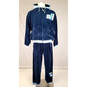 Vintage Platinum Fubu Muhammad Ali Tracksuit Set Navy Blue Velour Men's Sz L